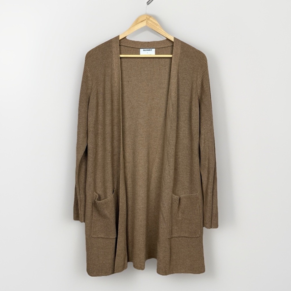 NWT Old Navy Brown Open Front Cardigan Sweater Front‎ Pockets Women's Large